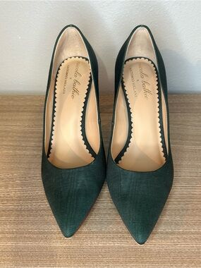 Nicola Bathie x Antonio Melani Forest Green Pointed Toe Pumps Witchy heel